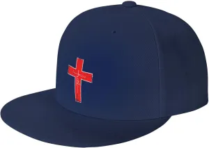 Faith Red Cross Jesus Christ Prayer Love Christian Flat Brim Baseball Cap,Snapback Hat Trucker Hat,Black