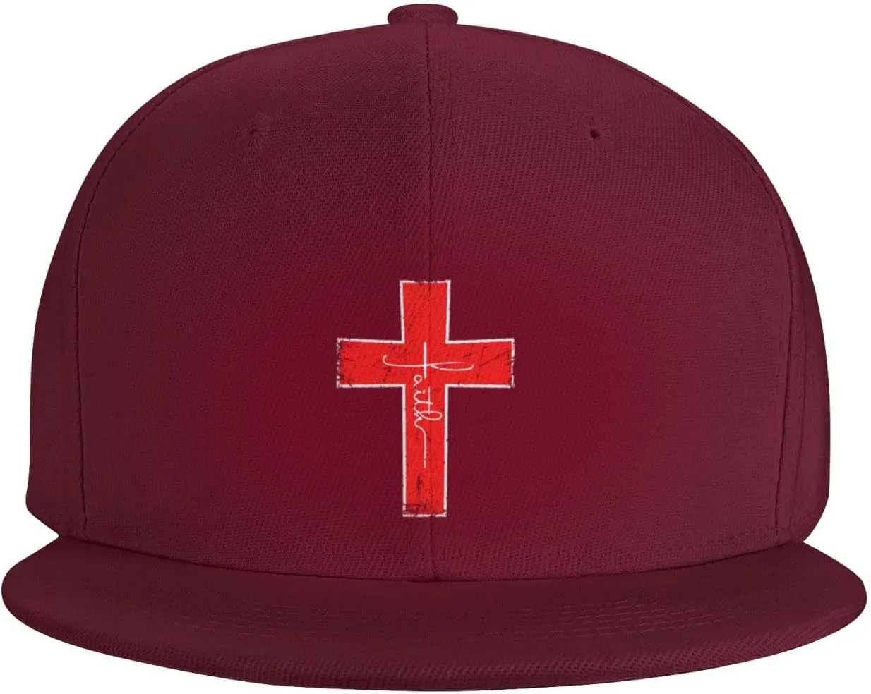 Faith Red Cross Jesus Christ Prayer Love Christian Flat Brim Baseball Cap,Snapback Hat Trucker Hat,Black