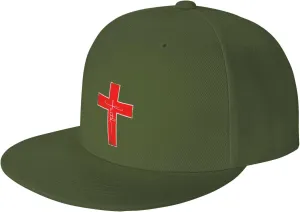 Faith Red Cross Jesus Christ Prayer Love Christian Flat Brim Baseball Cap,Snapback Hat Trucker Hat,Black