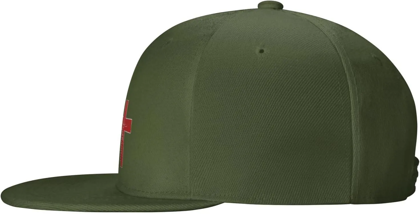 Faith Red Cross Jesus Christ Prayer Love Christian Flat Brim Baseball Cap,Snapback Hat Trucker Hat,Black