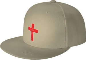 Faith Red Cross Jesus Christ Prayer Love Christian Flat Brim Baseball Cap,Snapback Hat Trucker Hat,Black