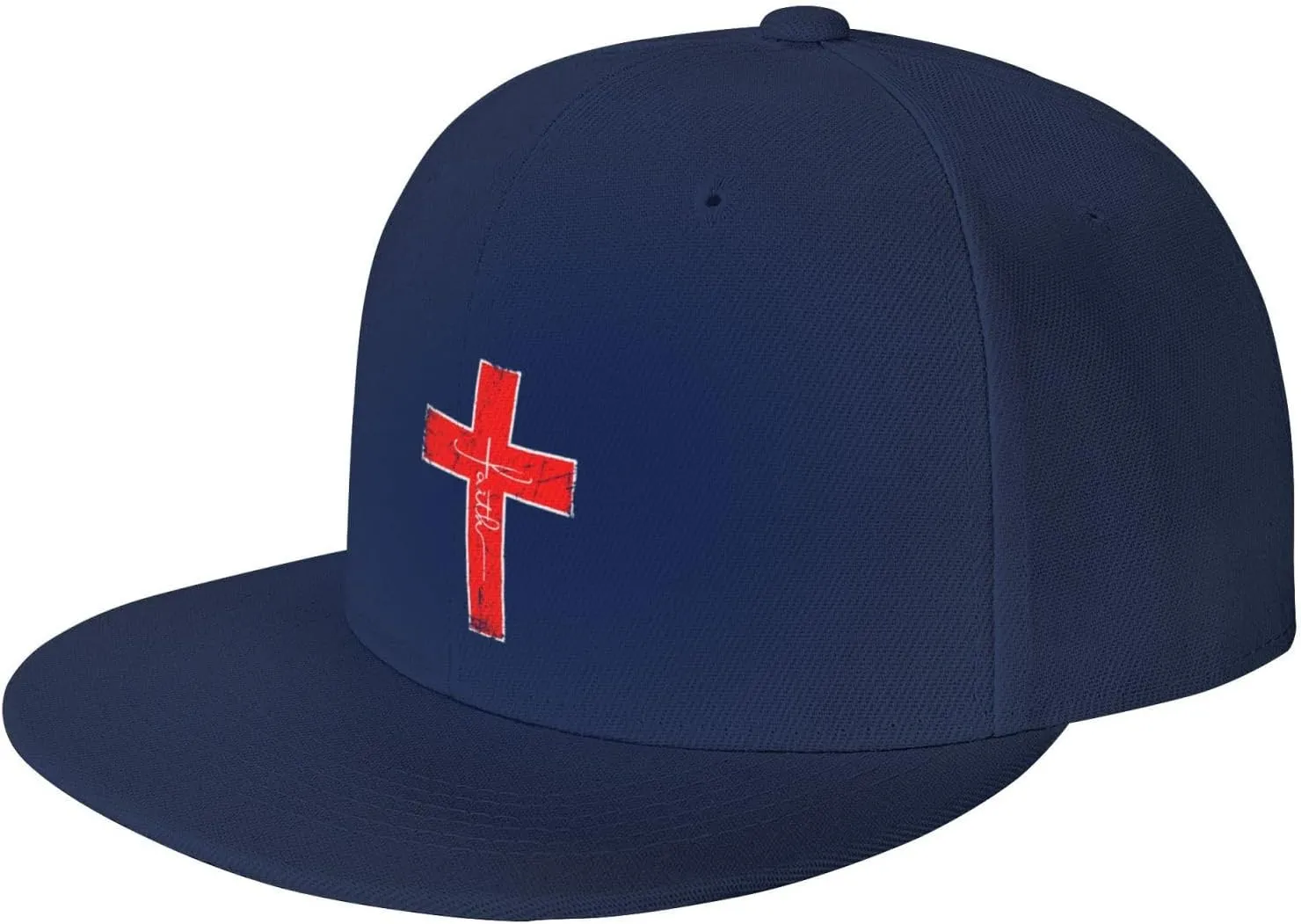 Faith Red Cross Jesus Christ Prayer Love Christian Flat Brim Baseball Cap,Snapback Hat Trucker Hat,Black