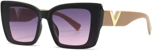 Fashion Cat Eye Sunglasses Vintage Luxury Black Oversized Ladies Sunglasses UV400,C3 Pink Black,One size