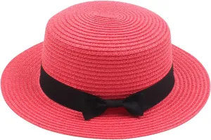 Fashion Panama Straw Hats for Girls and Boys Summer Leisure Wide Brim Fedora Caps Outdoors Beach Sun Hats UV Protection Kids