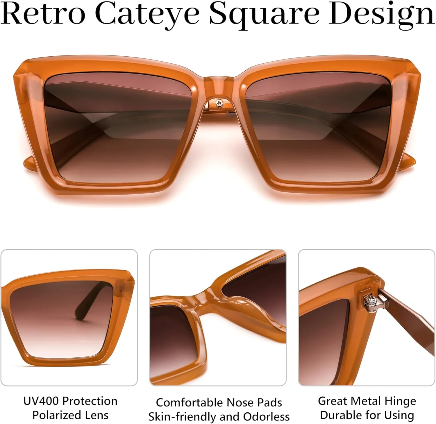 FEISEDY Trendy Cat Eye Women Sunglasses, Retro Womens Square Cateye Sun Glasses B9135