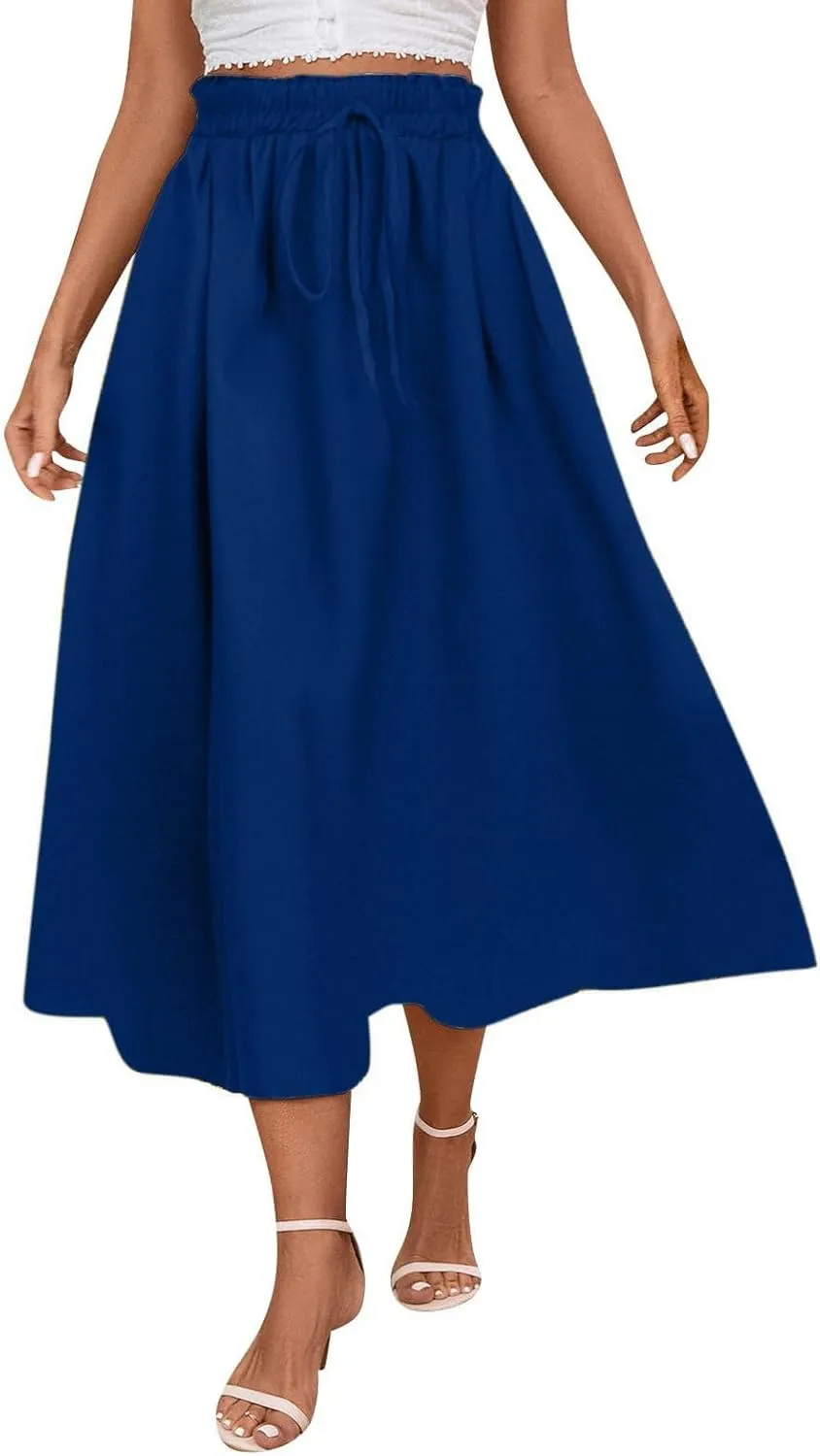 Floral Skirts for Women 2025 A-Line Loose Elastic High Waist Elastic Waist Pleated Summer Swing Skirts with Pocket
