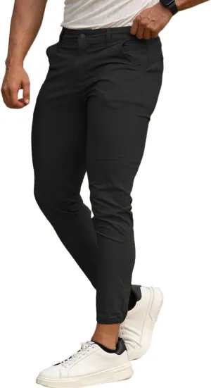 GINGTTO Men's 4-Way Stretch Slim Tapered Fit Golf Joggers - 28" Inseam Nylon