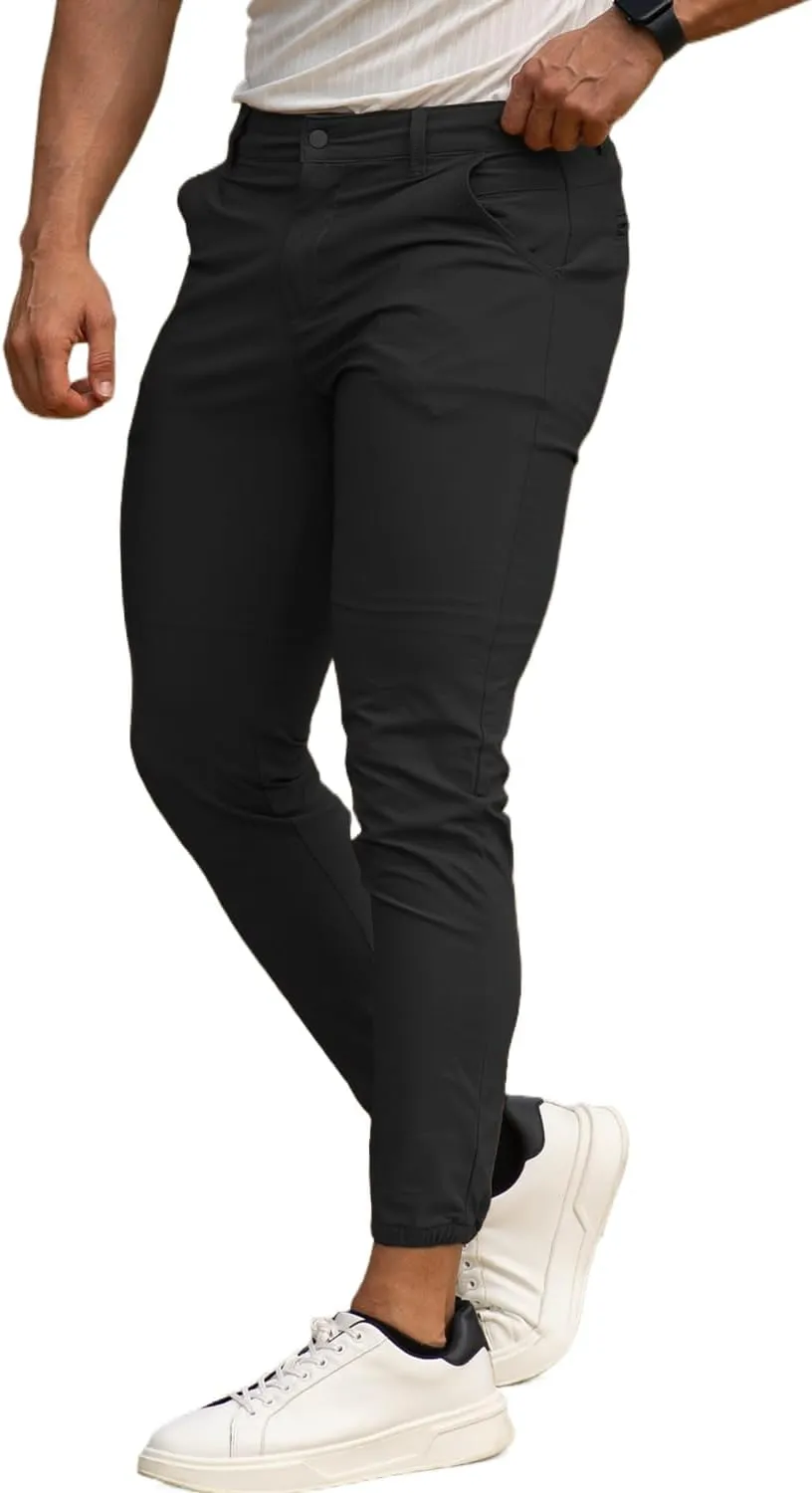 GINGTTO Men's 4-Way Stretch Slim Tapered Fit Golf Joggers - 28" Inseam Nylon