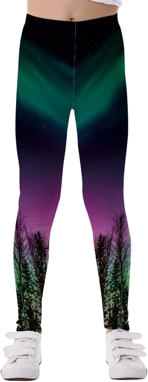Girls' Printed Athletic Leggings Toddlers Active Stretch Leggings Kids Yoga Pants Performance Sports Tights