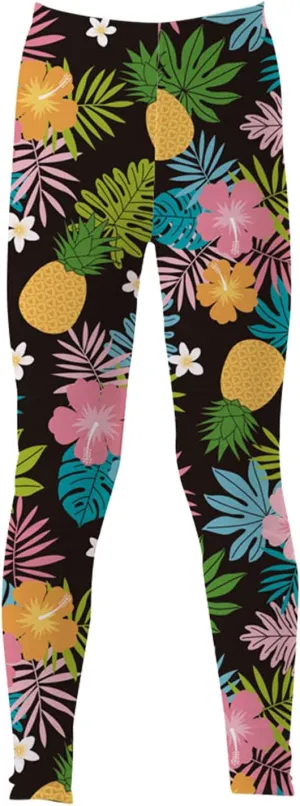 Girls' Printed Athletic Leggings Toddlers Active Stretch Leggings Kids Yoga Pants Performance Sports Tights