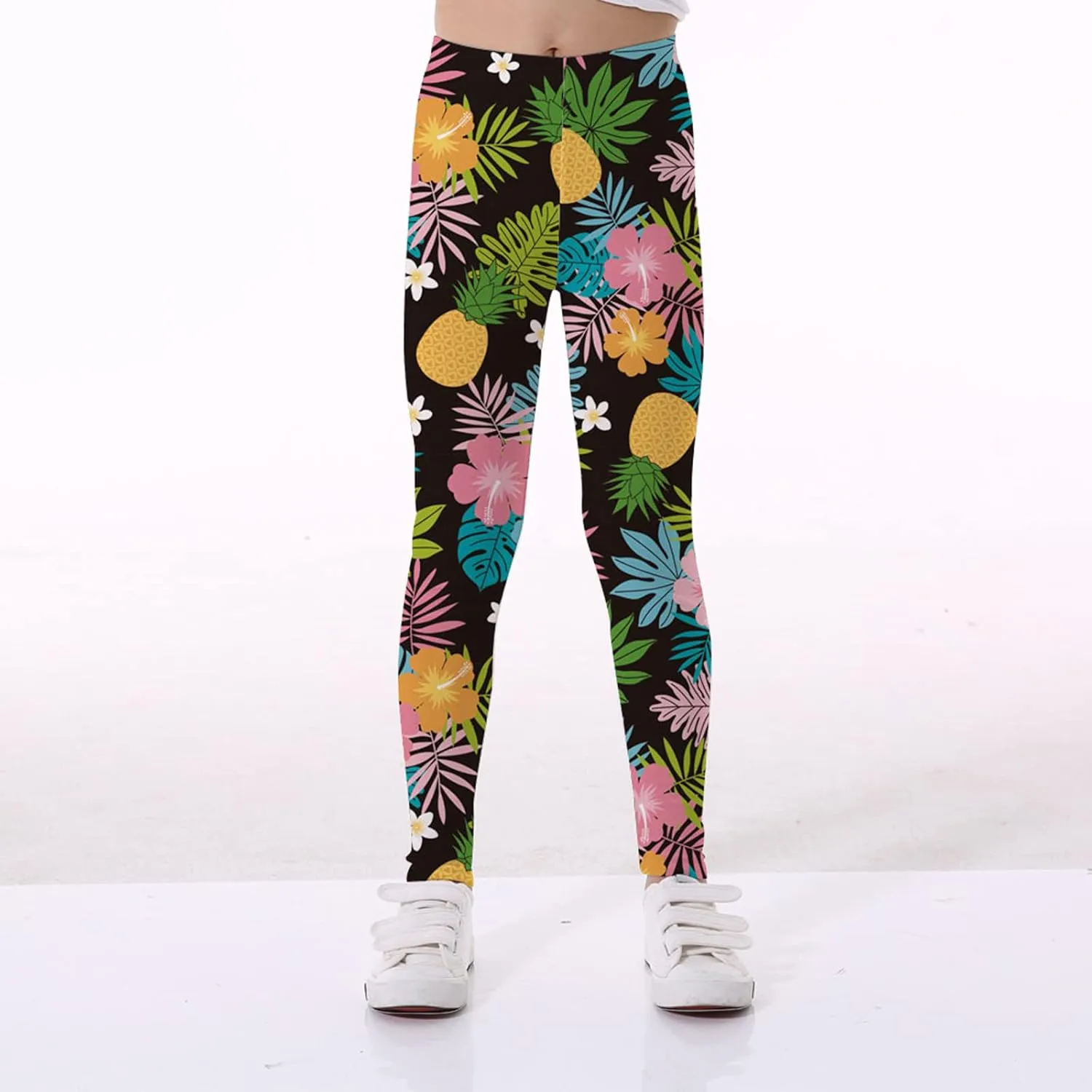 Girls' Printed Athletic Leggings Toddlers Active Stretch Leggings Kids Yoga Pants Performance Sports Tights