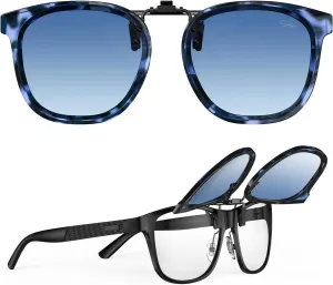 Goiteia Oversized Polarized Clip on Sunglasses over Prescription Glasses for Women Men, Round Stylish Framed Like Sunglasses