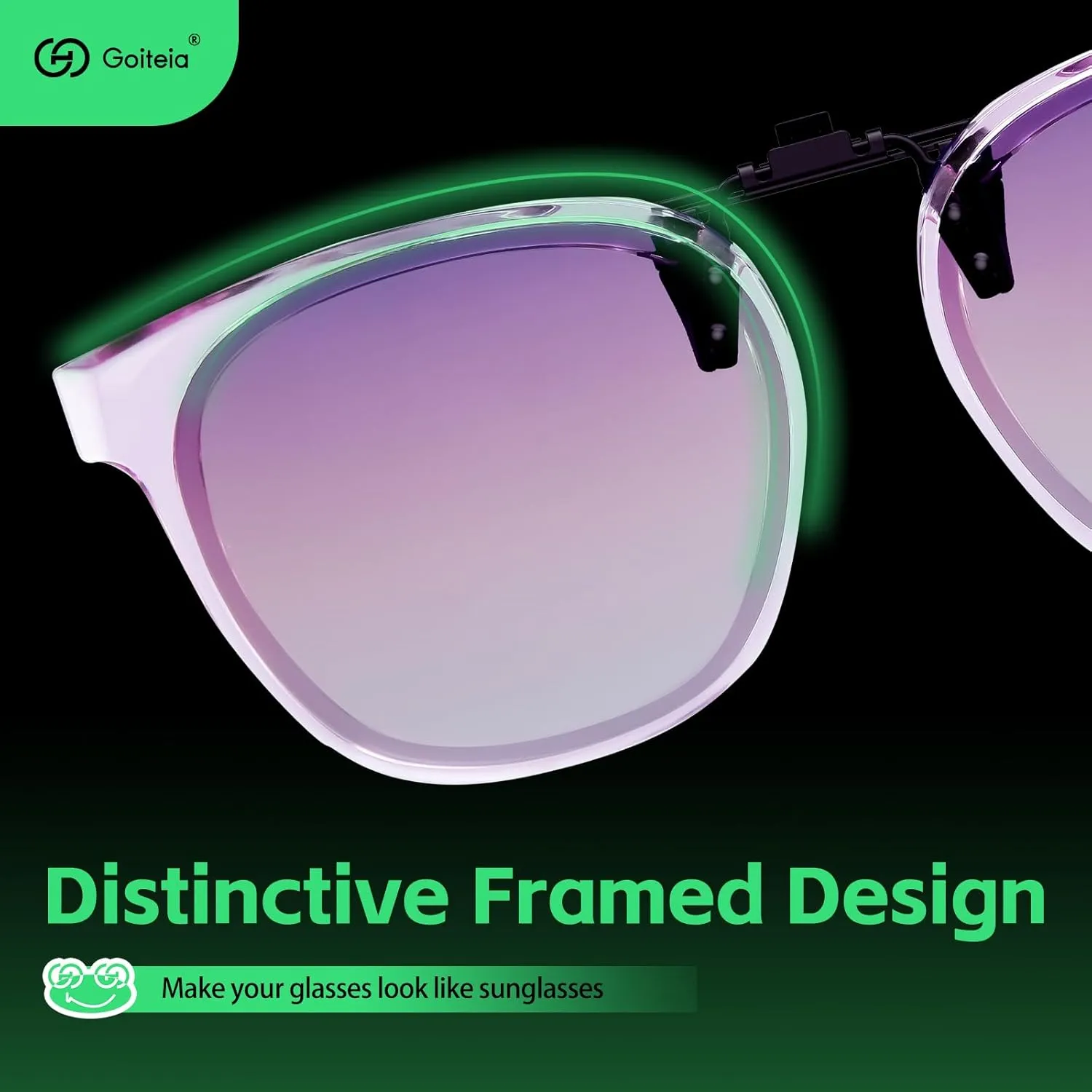Goiteia Oversized Polarized Clip on Sunglasses over Prescription Glasses for Women Men, Round Stylish Framed Like Sunglasses
