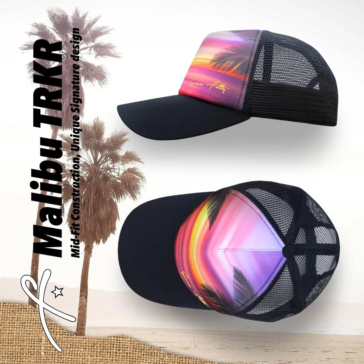 Grace Folly Foam Trucker Hat Snapback Mesh Baseball Cap for Men or Women