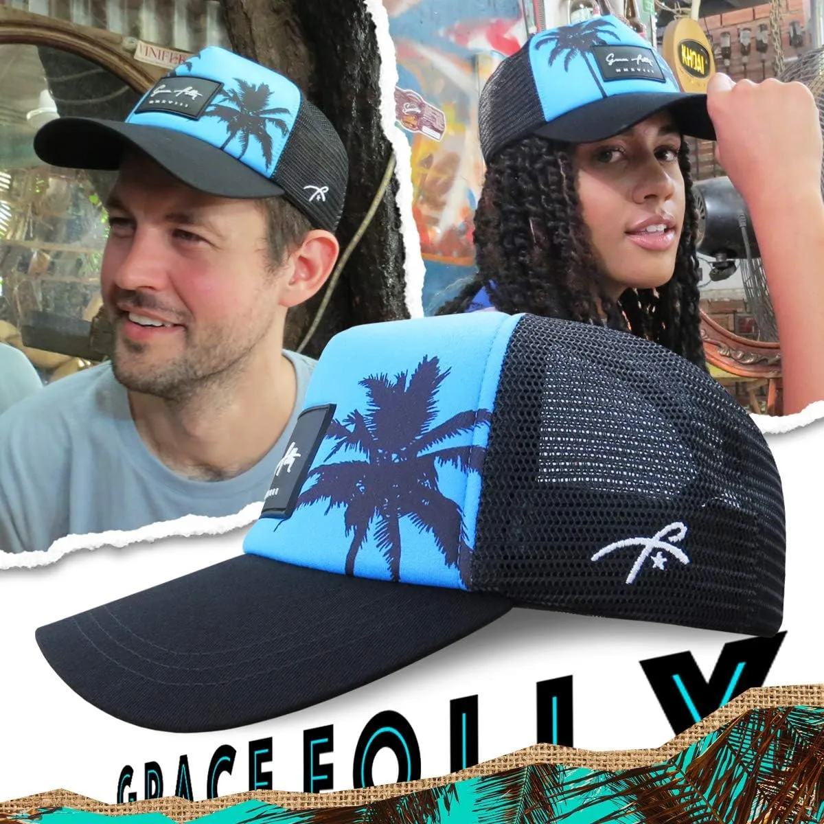 Grace Folly Foam Trucker Hat Snapback Mesh Baseball Cap for Men or Women