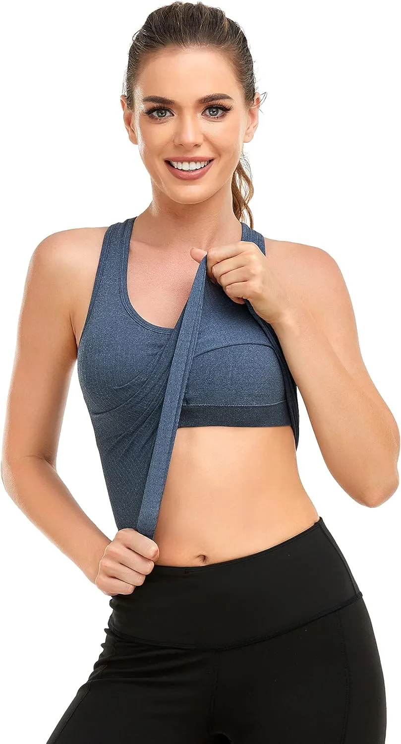 GXXGE Women Racerback Athletic Camisole Sports Shirts with Built in Shelf Bra Fitness Workout Running Sports Bra
