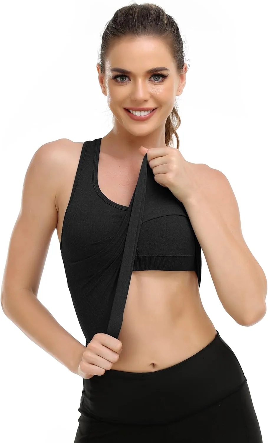 GXXGE Women Racerback Athletic Camisole Sports Shirts with Built in Shelf Bra Fitness Workout Running Sports Bra