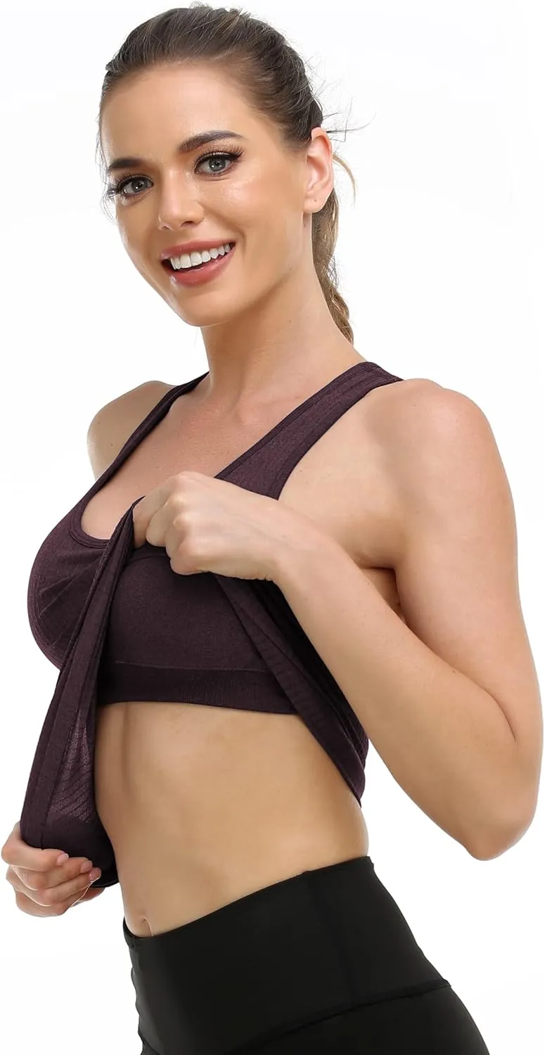 GXXGE Women Racerback Athletic Camisole Sports Shirts with Built in Shelf Bra Fitness Workout Running Sports Bra