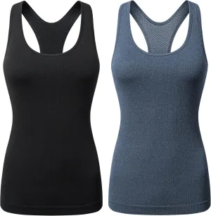 GXXGE Women Racerback Athletic Camisole Sports Shirts with Built in Shelf Bra Fitness Workout Running Sports Bra