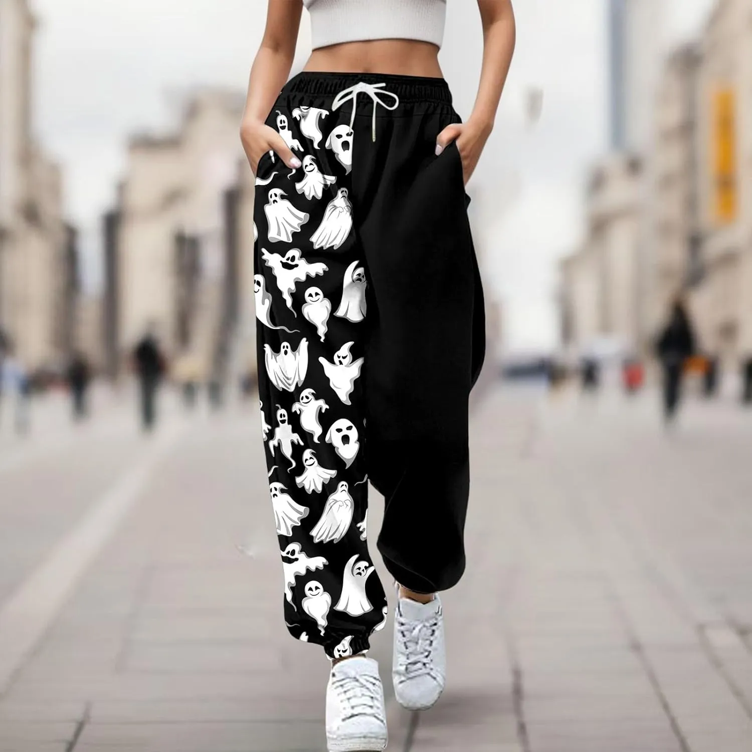 Halloween Printed Baggy Sweatpants Sweatpants Pockets Athletic Trousers Women's 2024 Casual Trendy Pants Fall