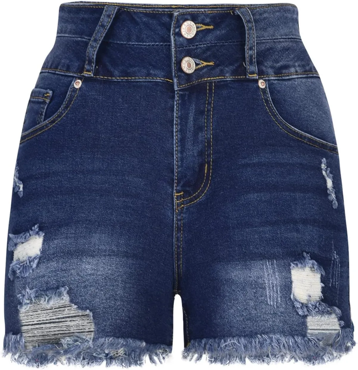 HGps8w Distressed Jean Shorts for Women Juniors Summer Casual Ripped Raw Hem High Waisted Stretchy Denim Shorts with Pockets