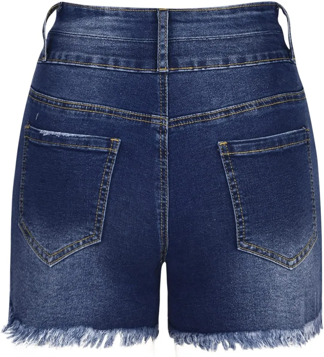 HGps8w Distressed Jean Shorts for Women Juniors Summer Casual Ripped Raw Hem High Waisted Stretchy Denim Shorts with Pockets