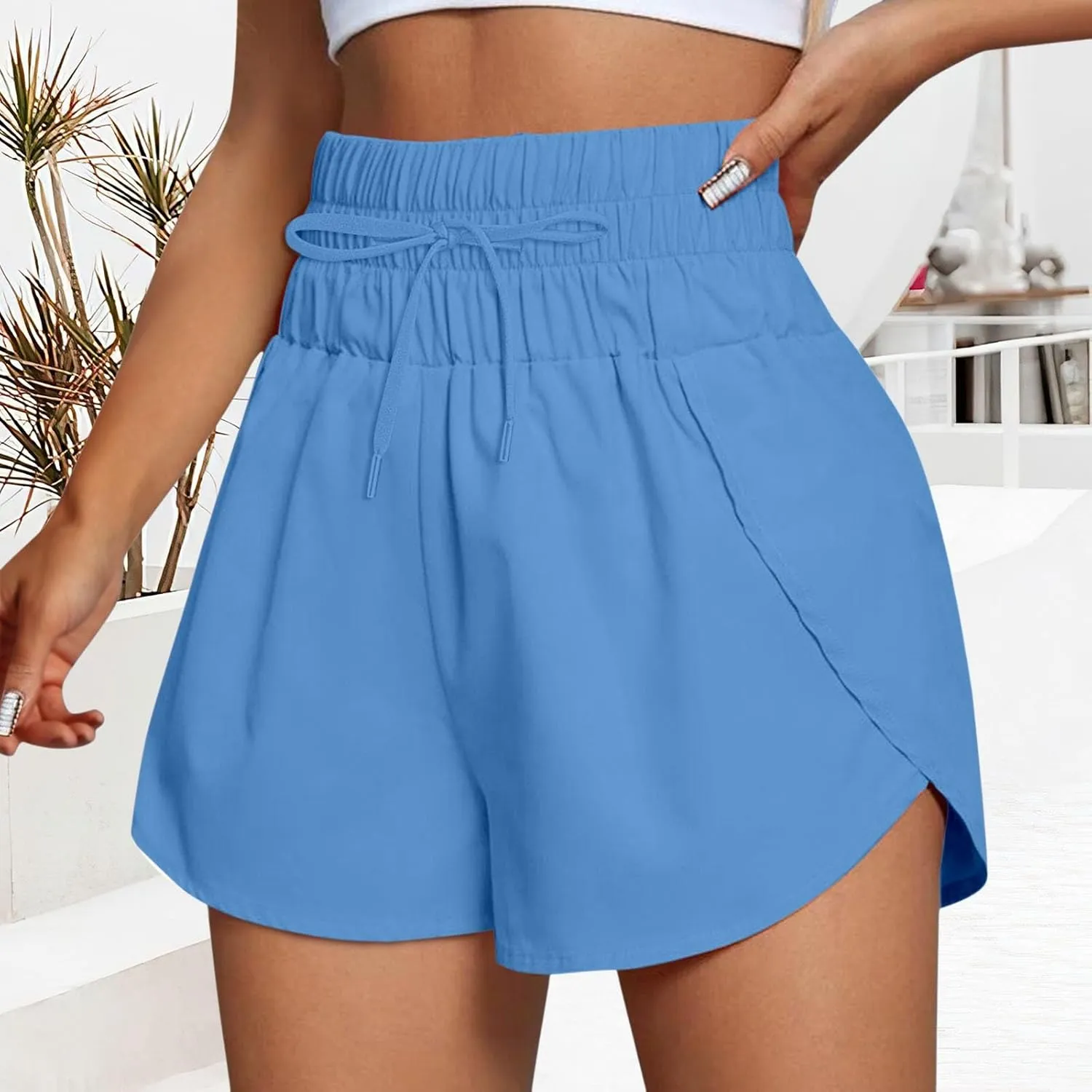 High Waisted Running Shorts for Women Summer Mesh Liner Quick Dry Sport Athletic Workout Shorts with Pockets Outfits