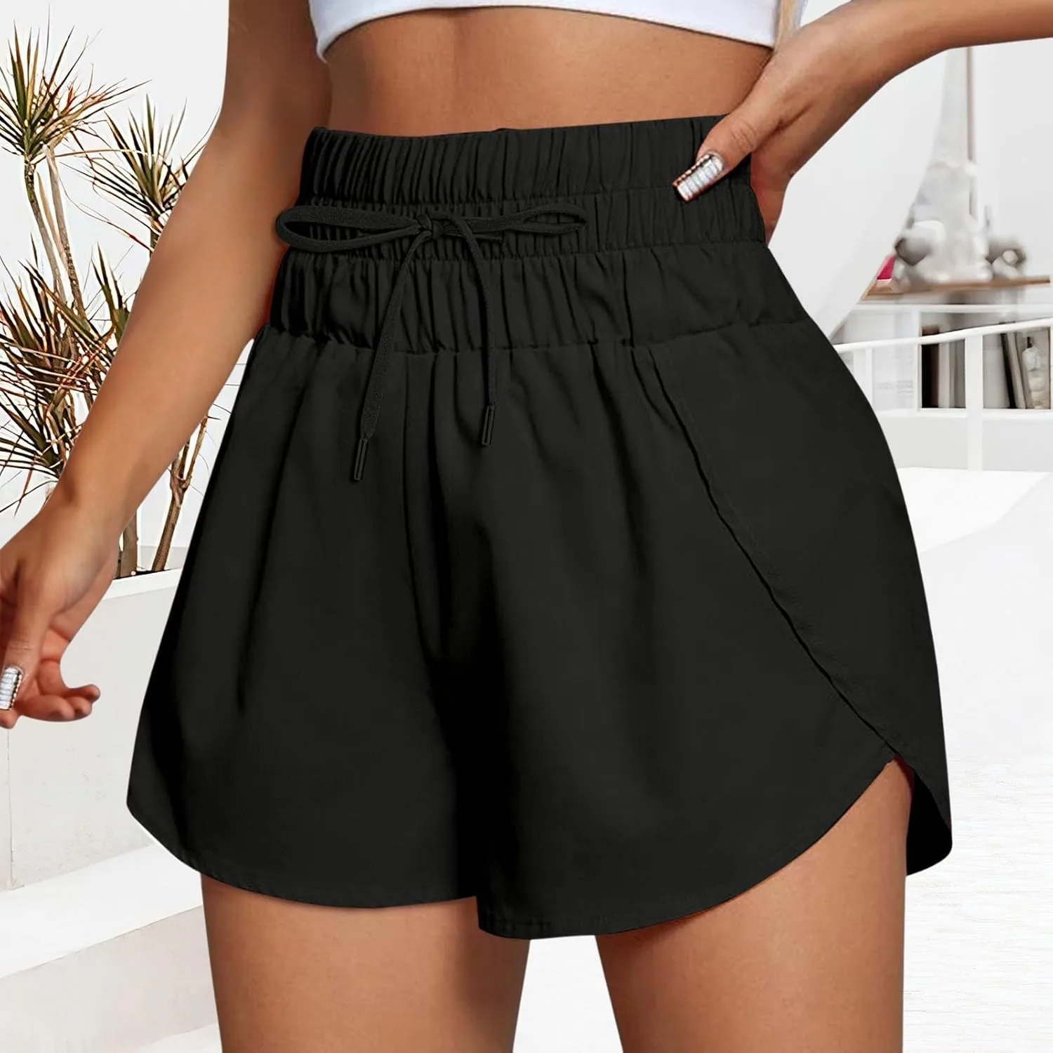 High Waisted Running Shorts for Women Summer Mesh Liner Quick Dry Sport Athletic Workout Shorts with Pockets Outfits