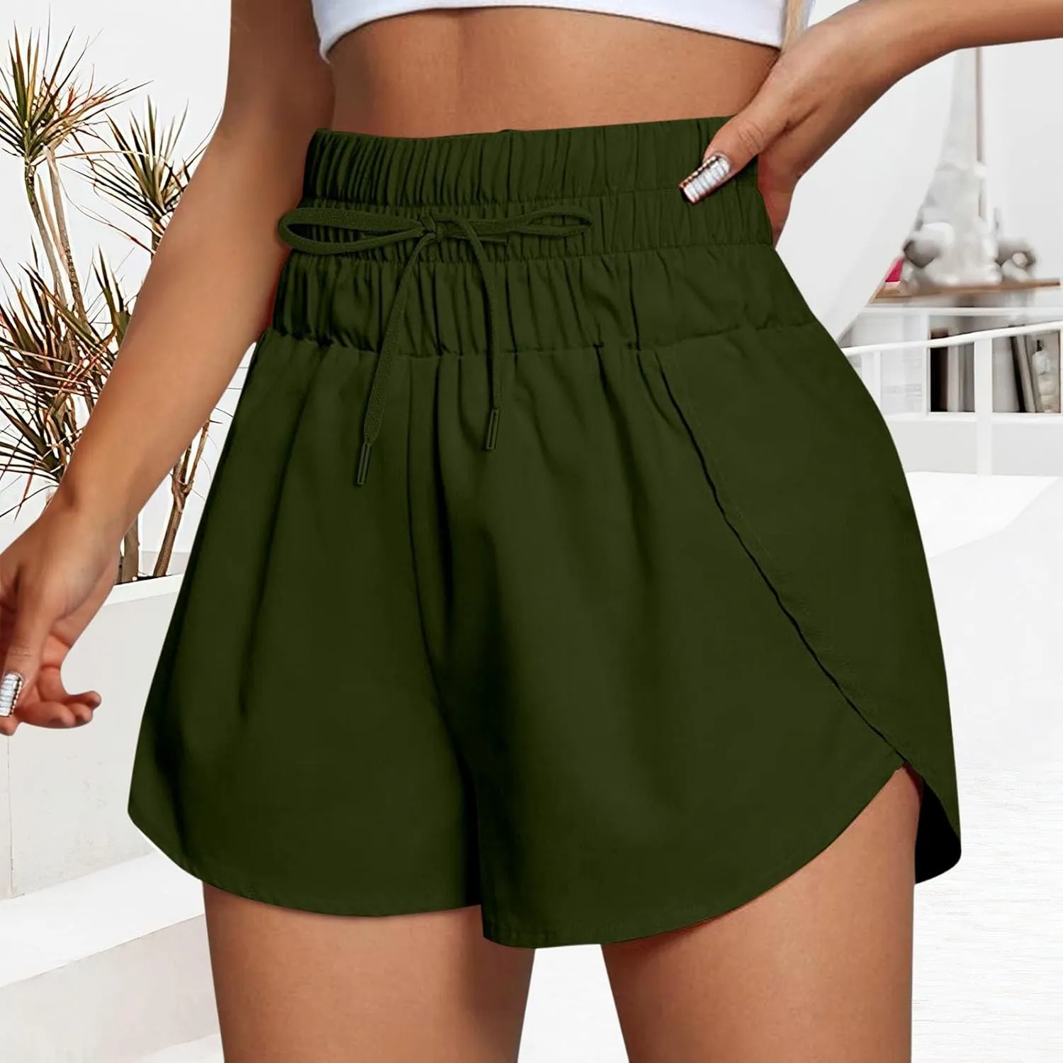 High Waisted Running Shorts for Women Summer Mesh Liner Quick Dry Sport Athletic Workout Shorts with Pockets Outfits