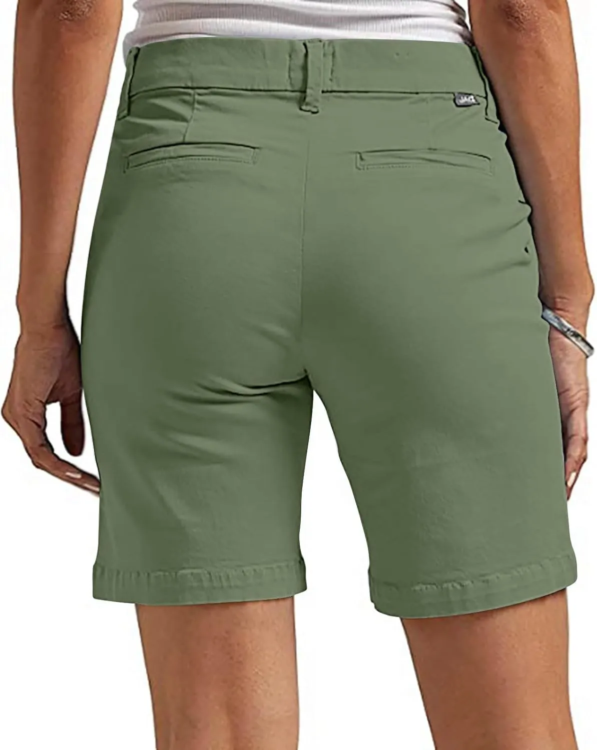 hlysgo Women Stretch Twill Shorts 2024 Summer Casual Slim Fit Hiking Shorts with Pockets High Waisted Pull On Chino Shorts