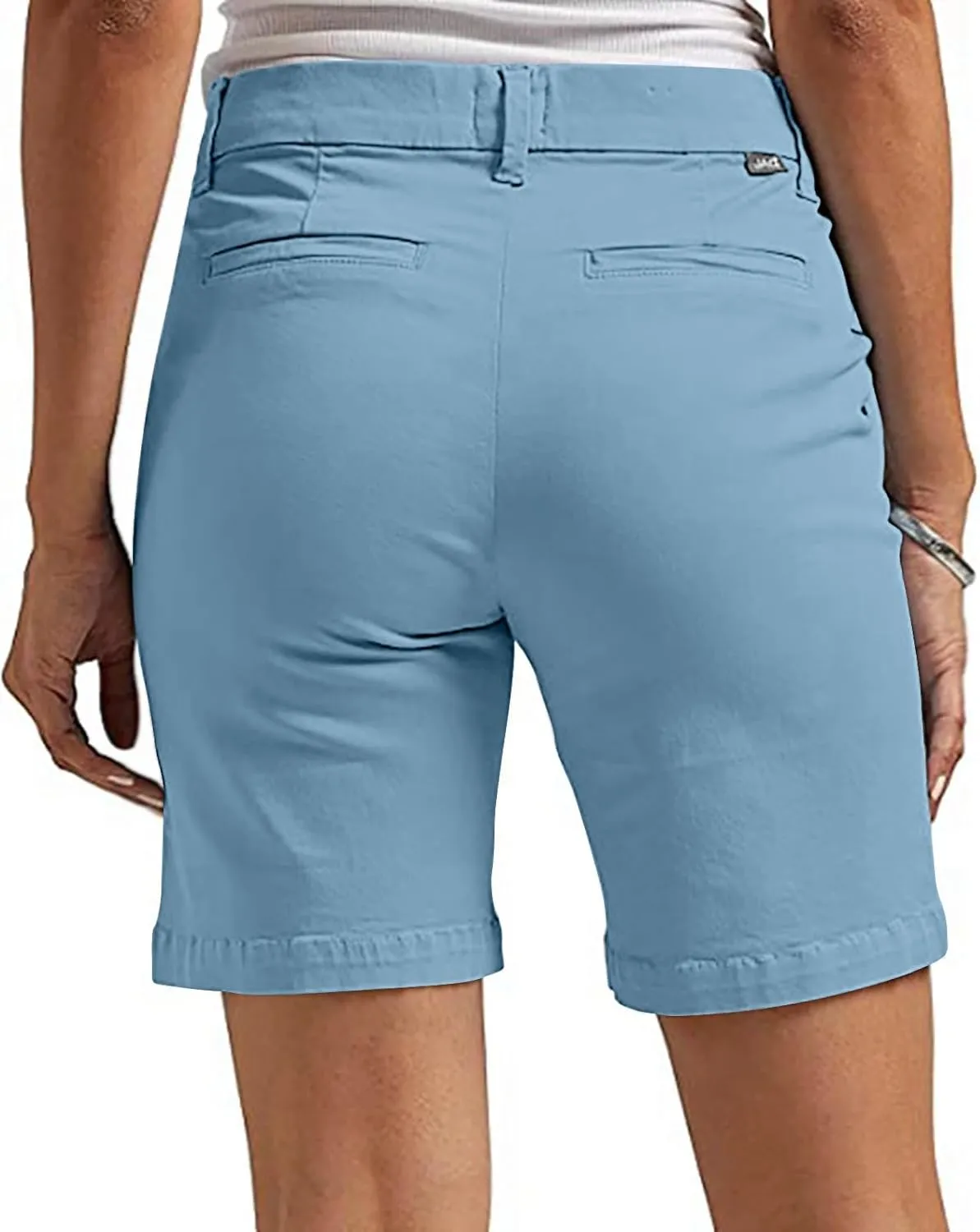 hlysgo Women Stretch Twill Shorts 2024 Summer Casual Slim Fit Hiking Shorts with Pockets High Waisted Pull On Chino Shorts