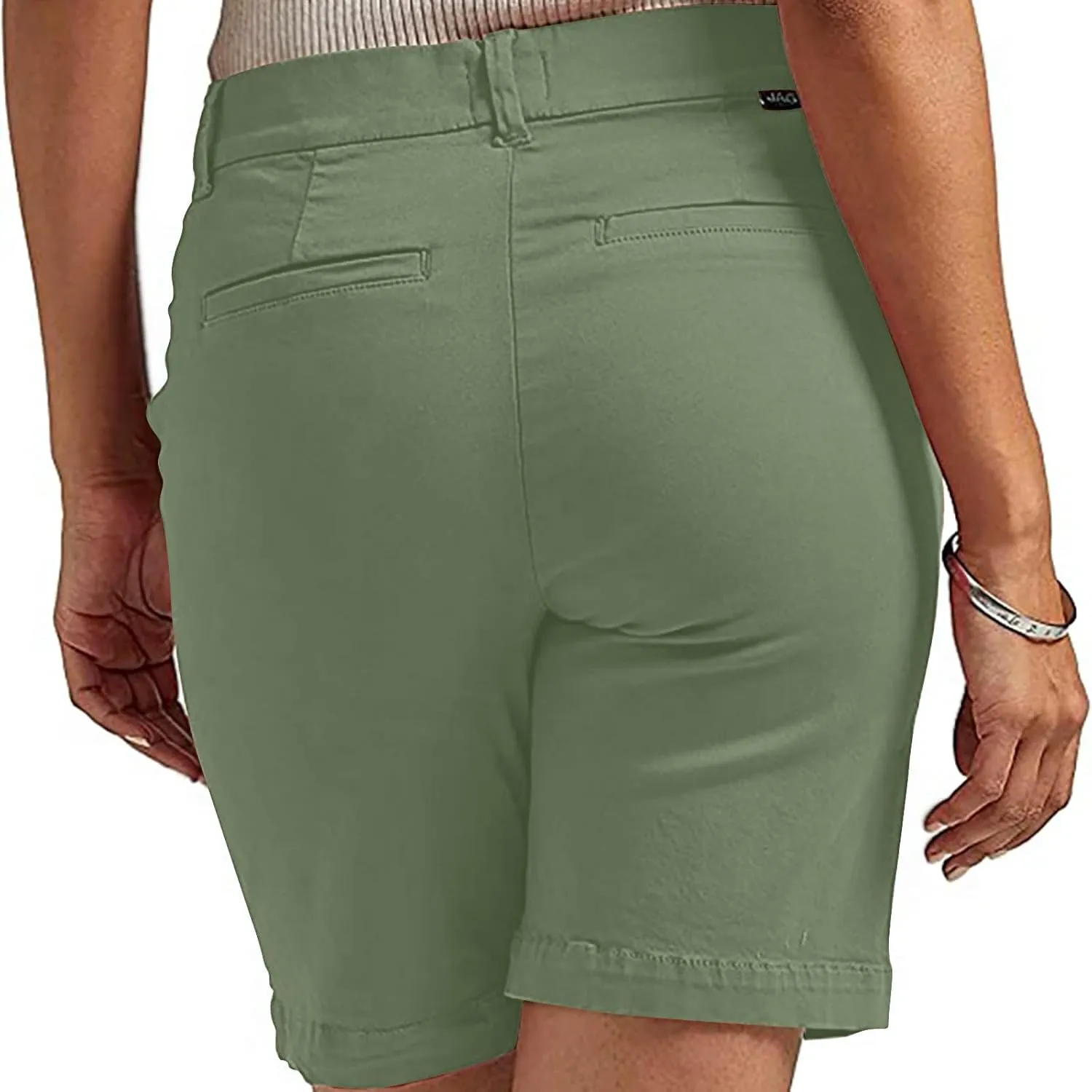 hlysgo Women Stretch Twill Shorts 2024 Summer Casual Slim Fit Hiking Shorts with Pockets High Waisted Pull On Chino Shorts