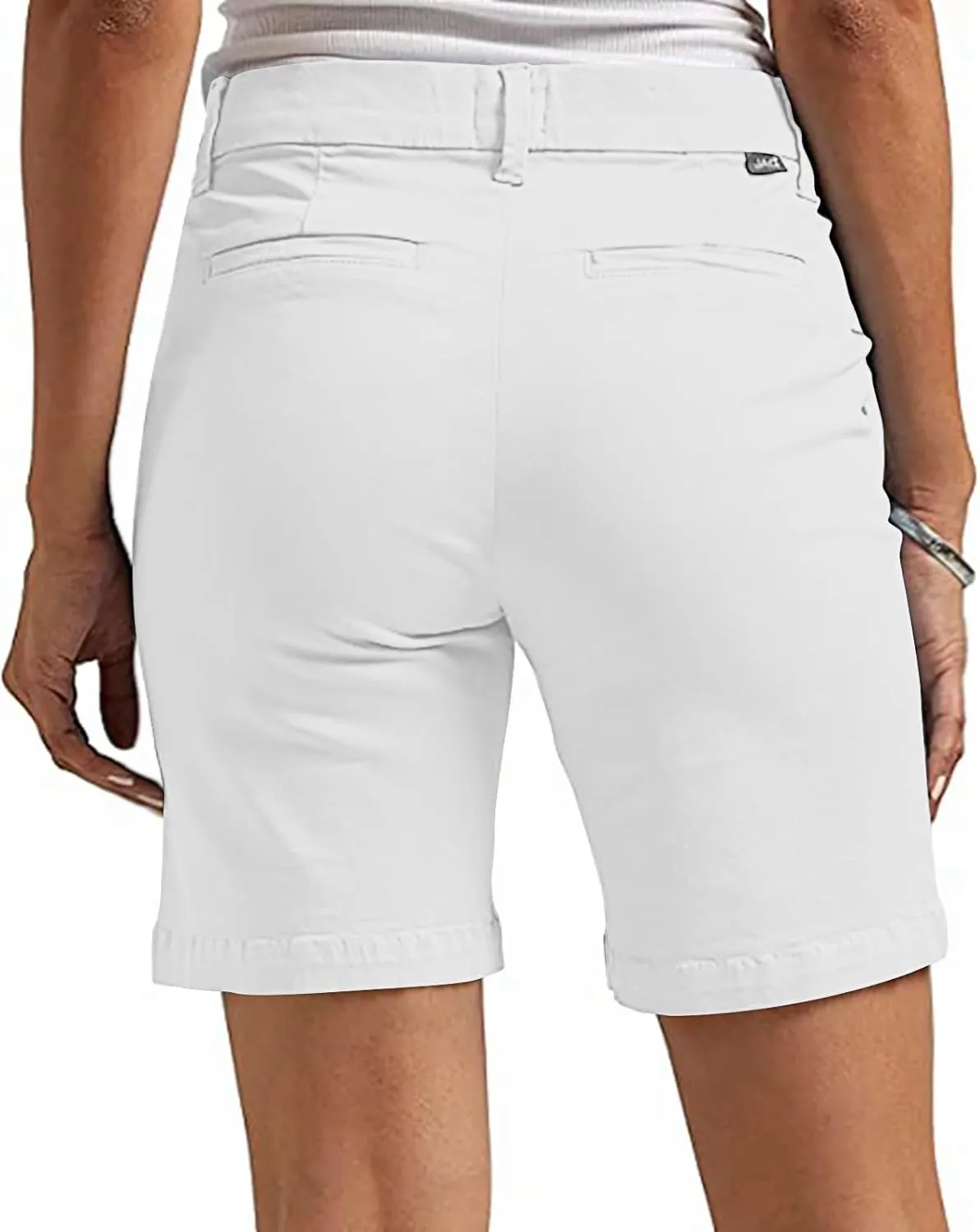 hlysgo Women Stretch Twill Shorts 2024 Summer Casual Slim Fit Hiking Shorts with Pockets High Waisted Pull On Chino Shorts