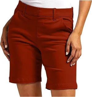 hlysgo Women Stretch Twill Shorts 2024 Summer Casual Slim Fit Hiking Shorts with Pockets High Waisted Pull On Chino Shorts