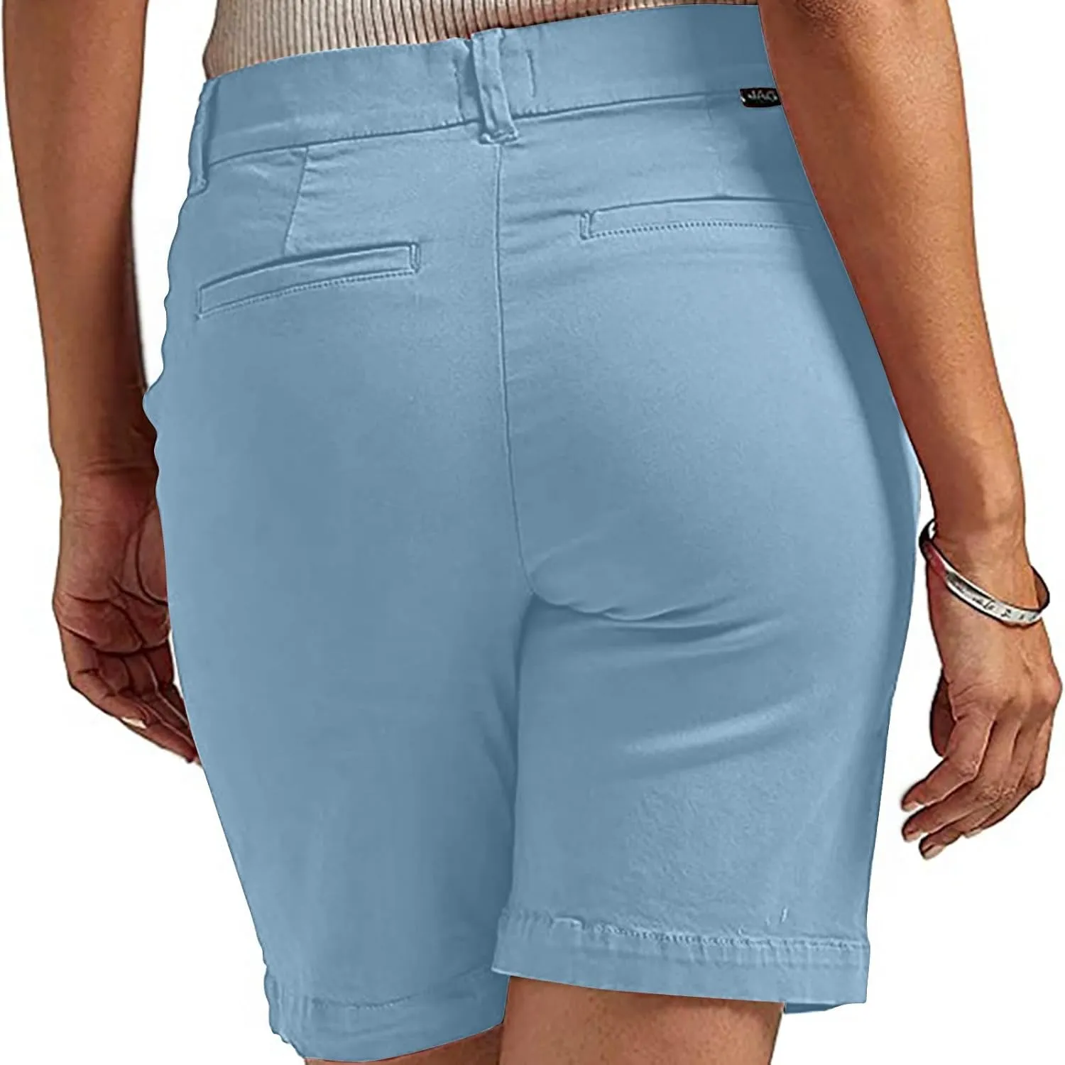 hlysgo Women Stretch Twill Shorts 2024 Summer Casual Slim Fit Hiking Shorts with Pockets High Waisted Pull On Chino Shorts