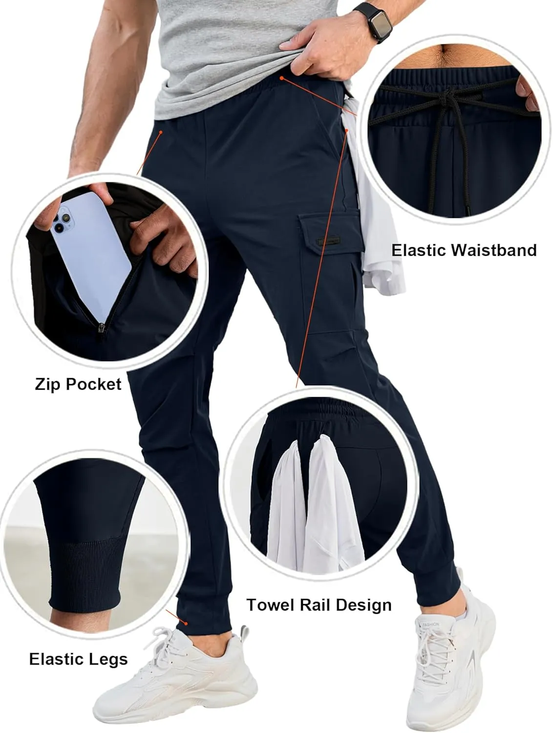 HOTake Men's Joggers Pants 4 Way Stretch Sweatpants with Pockets Cargo Joggers for Men Slim Fit Athletic Pants