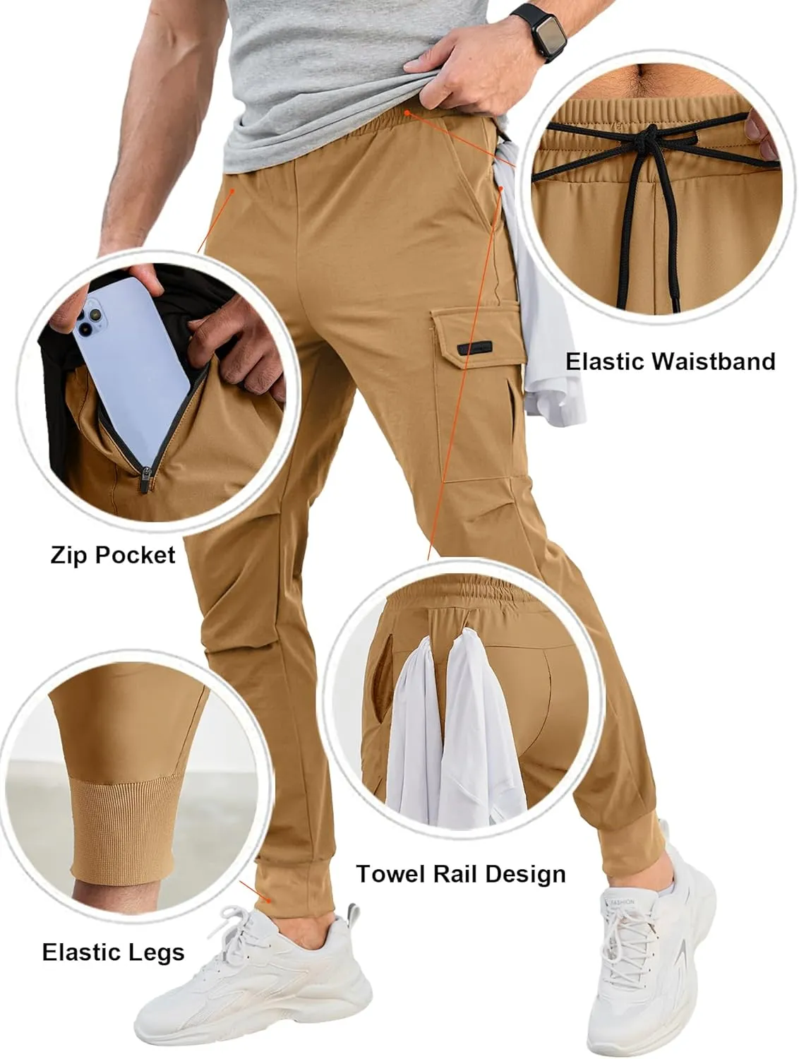 HOTake Men's Joggers Pants 4 Way Stretch Sweatpants with Pockets Cargo Joggers for Men Slim Fit Athletic Pants
