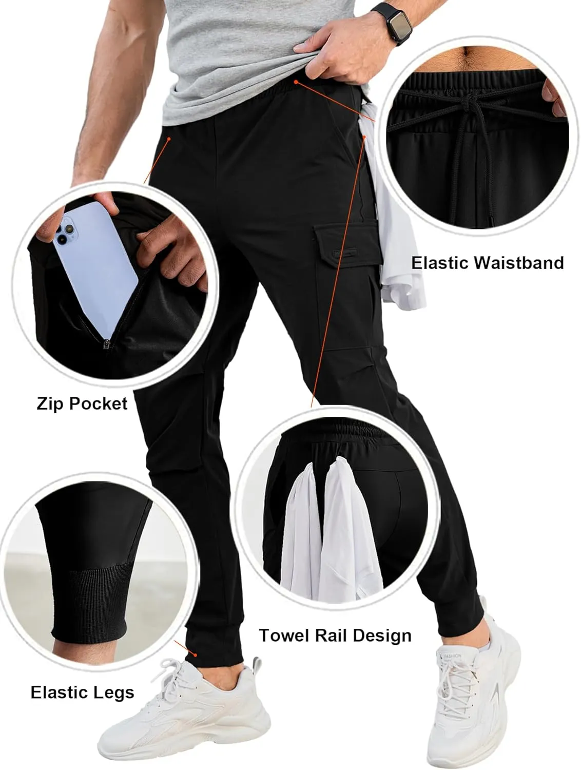 HOTake Men's Joggers Pants 4 Way Stretch Sweatpants with Pockets Cargo Joggers for Men Slim Fit Athletic Pants