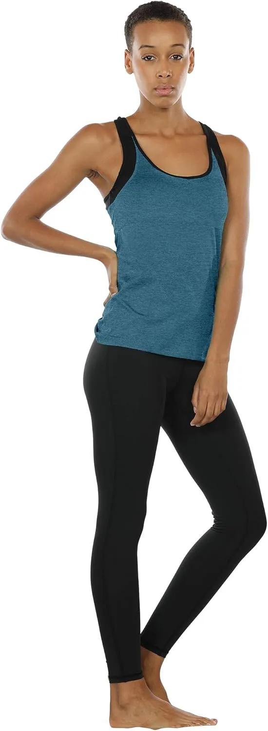 icyzone Women's Activewear Workout Yoga Spaghetti Strap Racerback Tank Top with Built in Bra