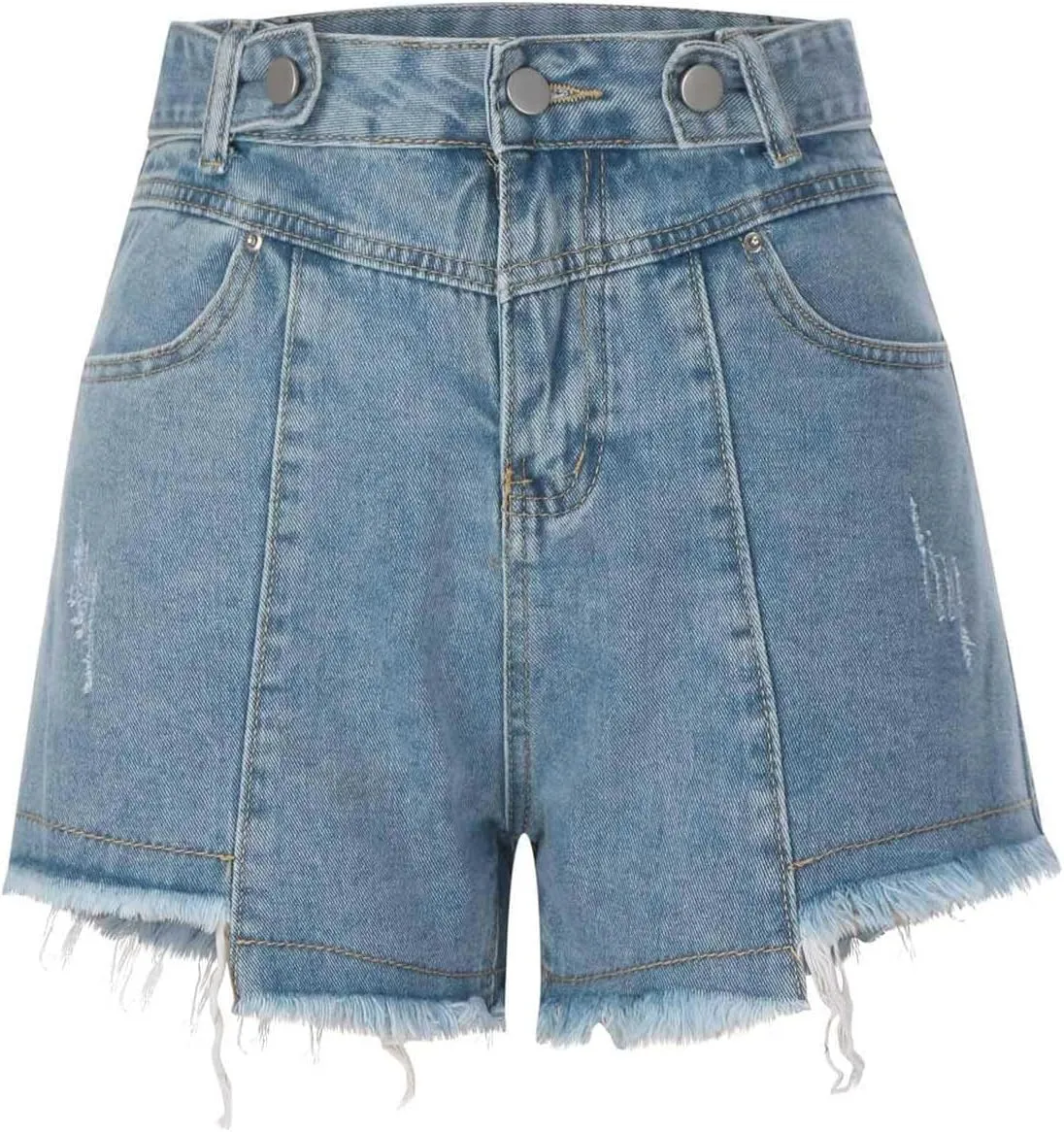 Jean Shorts Women Stretchy High Waisted Shorts Distressed Ripped Frayed Hem Denim Shorts Summer Jeans Hot Short Pants
