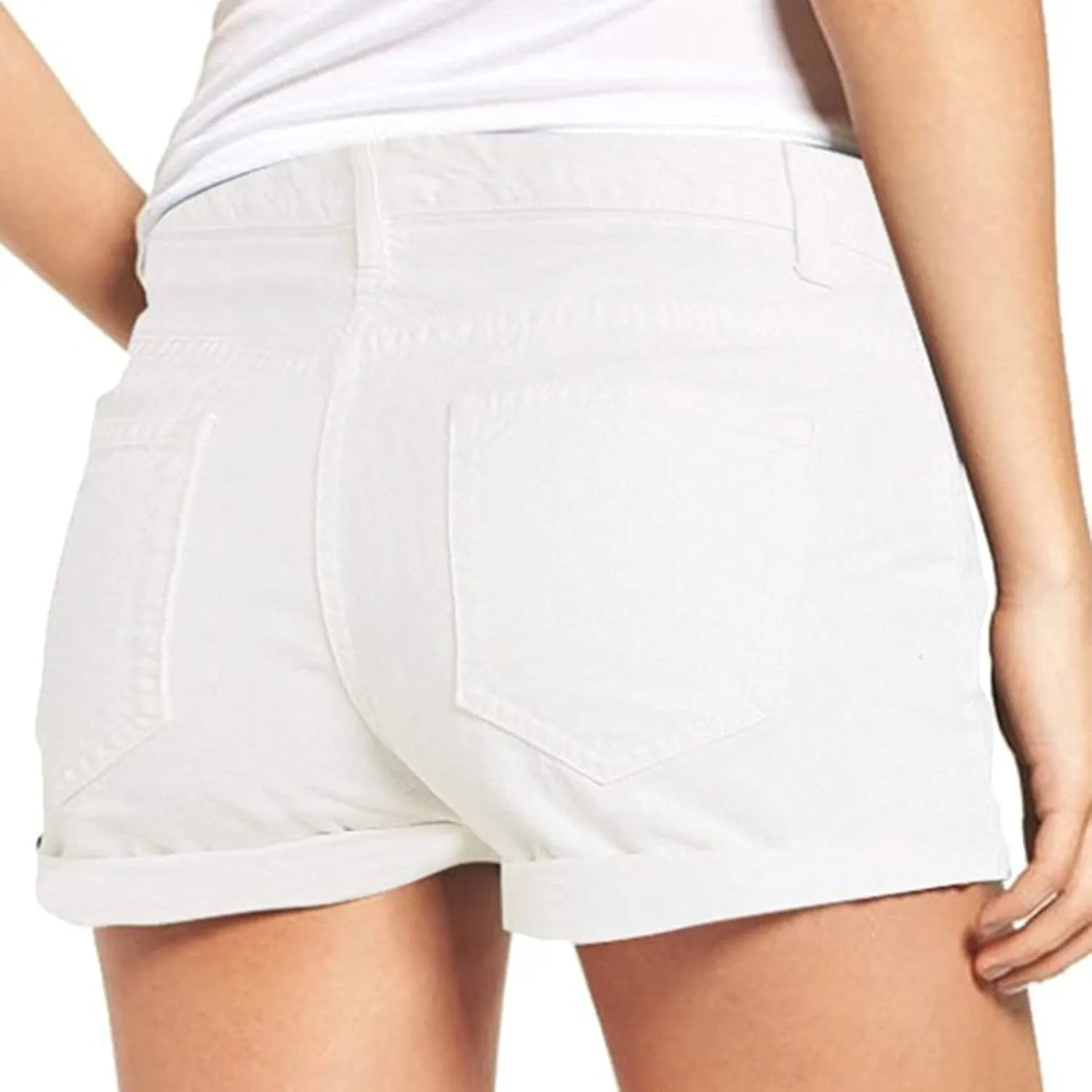 Jean Shorts Womens High Waisted Bermuda Shorts Petite Length Frayed Hem Denim Hot Pants Vacation Beach Shorts
