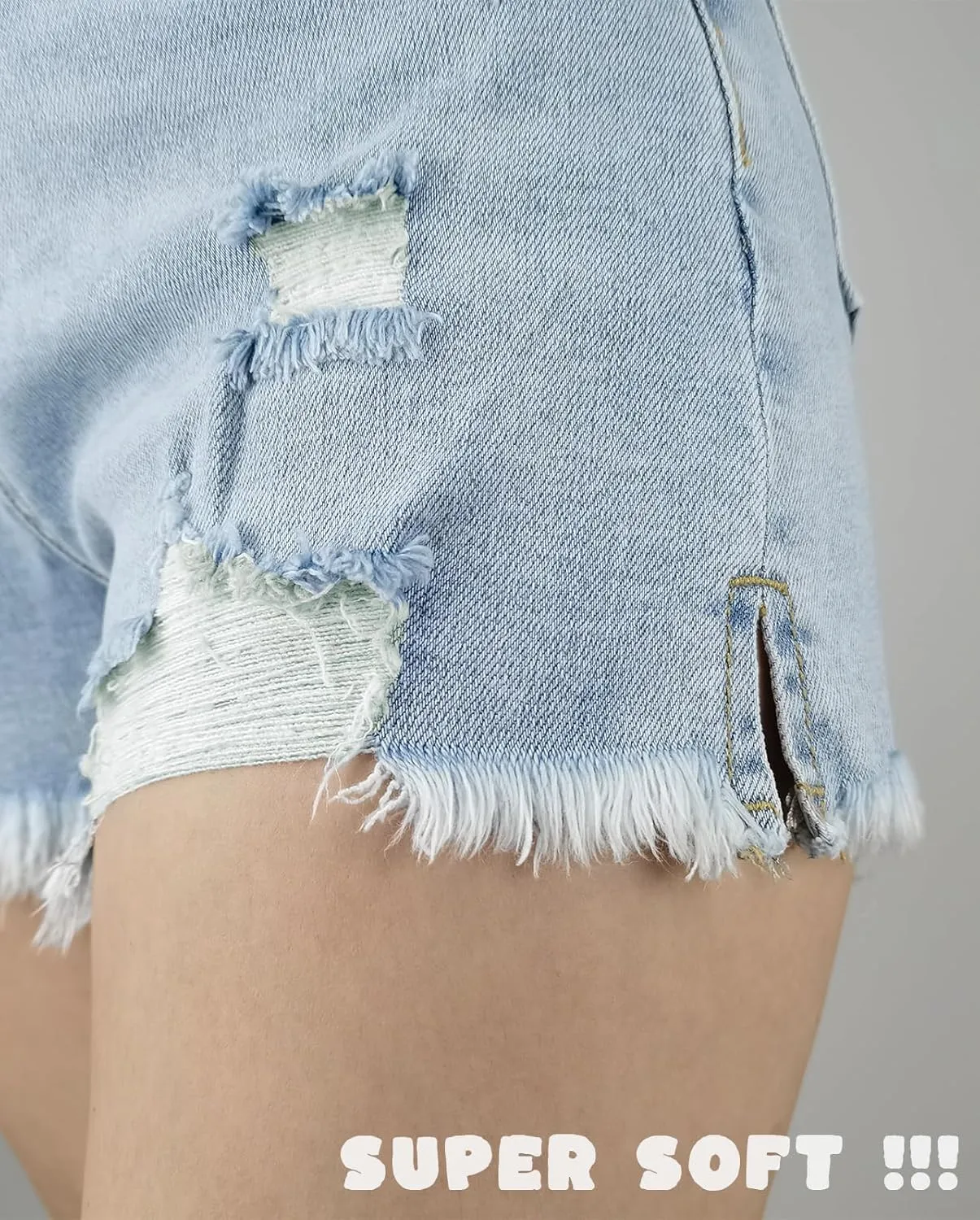 Jean Shorts Womens High Waisted Stretchy Ripped Frayed Hem Cut Off Denim Shorts