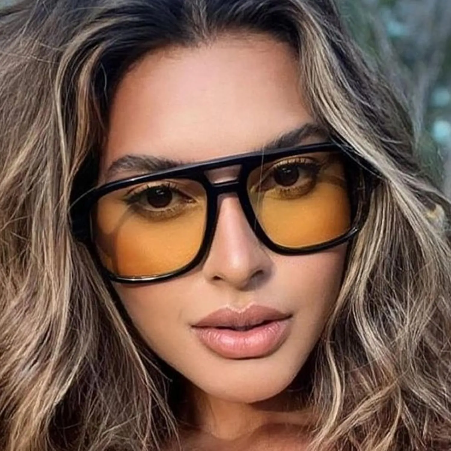 JUDOO Retro 70s Square Flat Aviator Sunglasses for Women Men Trendy Rectangle Double Bridge Geometric Sun Glasses Shades