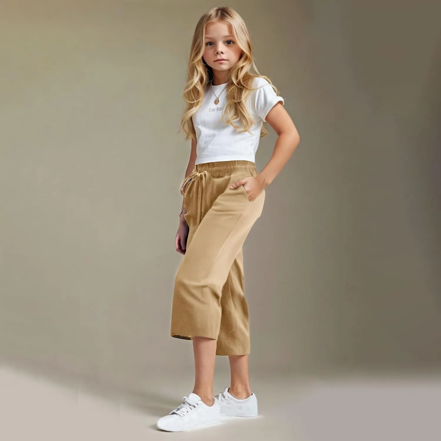Kids Girl Boy Pants Shorts for Kid Linen Loose Fit High Cut Flare Wide Leg Summer Fall Pants 2025