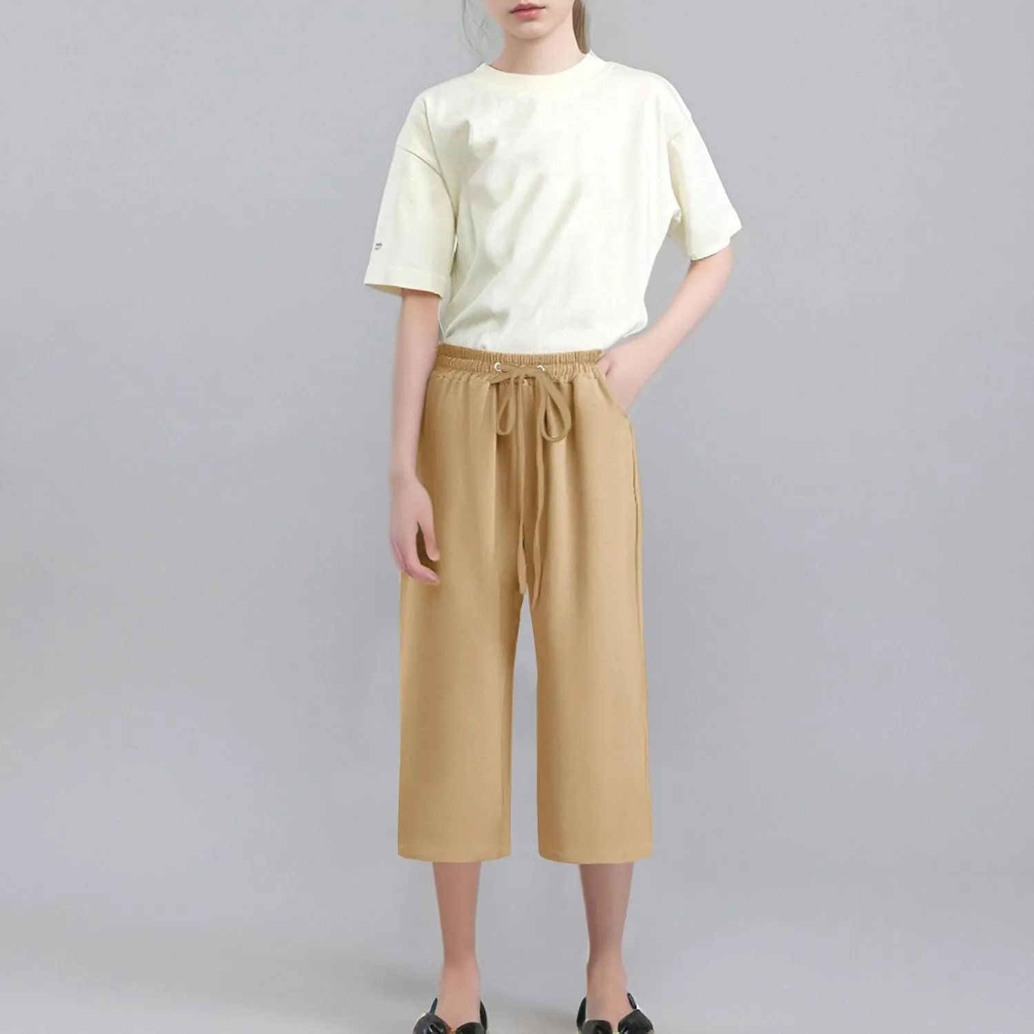 Kids Girl Boy Pants Shorts for Kid Linen Loose Fit High Cut Flare Wide Leg Summer Fall Pants 2025