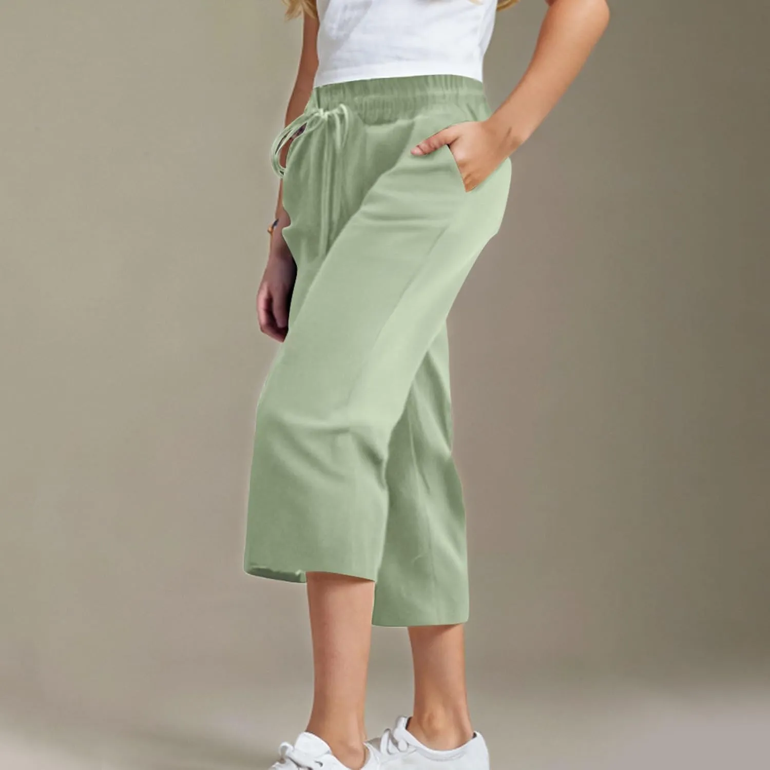 Kids Girl Boy Pants Shorts for Kid Linen Loose Fit High Cut Flare Wide Leg Summer Fall Pants 2025