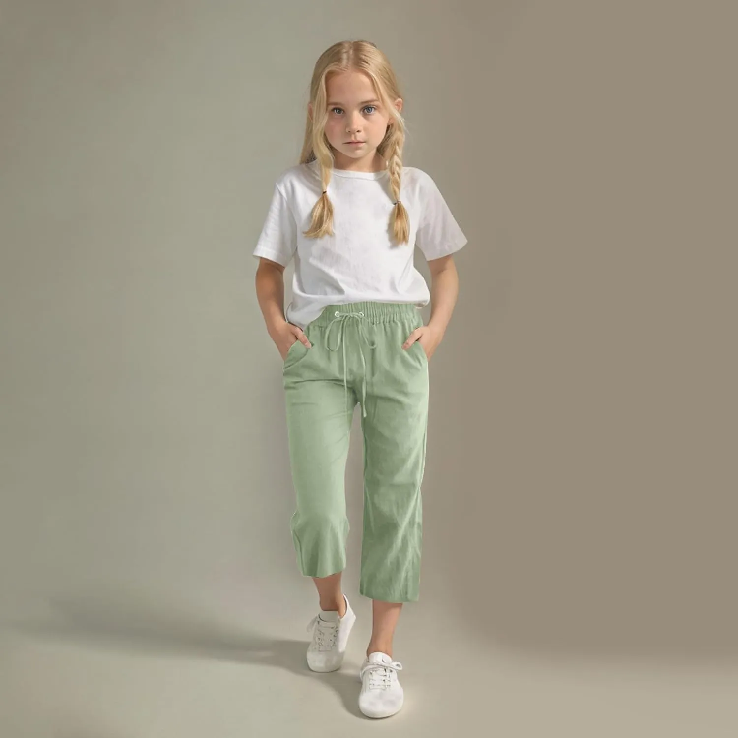 Kids Girl Boy Pants Shorts for Kid Linen Loose Fit High Cut Flare Wide Leg Summer Fall Pants 2025