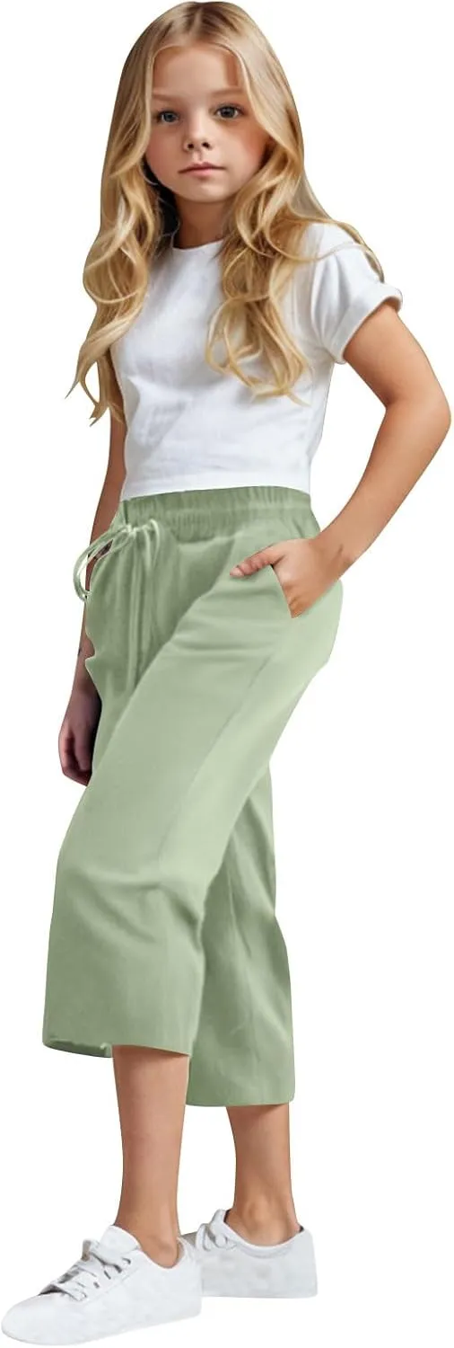 Kids Girl Boy Pants Shorts for Kid Linen Loose Fit High Cut Flare Wide Leg Summer Fall Pants 2025