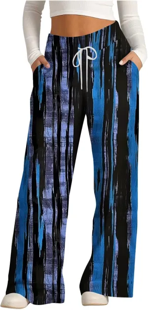 Ladies Print Pants Sweat Pants for Women Work Out Gym High Cut Flare Wide Leg Fall Summer 2025