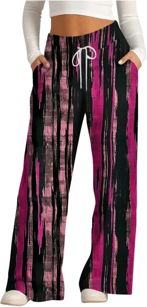 Ladies Print Pants Sweat Pants for Women Work Out Gym High Cut Flare Wide Leg Fall Summer 2025